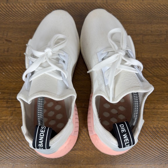 Adidas NMD R1 Shoes Mens 9 White Pink Low Top Athletic Running Sneakers Casual - Picture 5 of 10